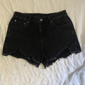 Aerie / American Eagle Black Denim Distressed Shorts - S